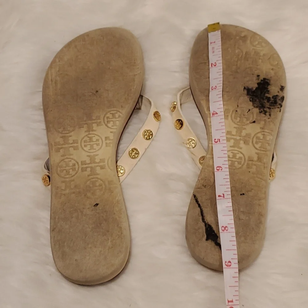 White Tory Burch Ricki Studded Flip Flops Women Size 5 ?